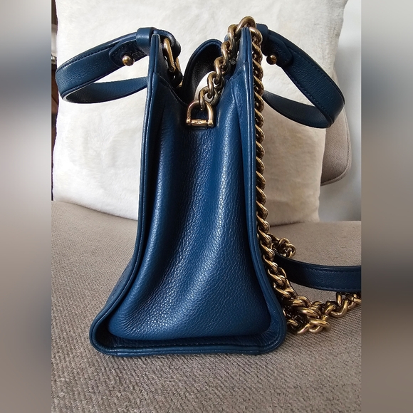 Chanel Grained Calfskin Stitched Small Label Click Shopper Tote Blue - Picture 5 of 10